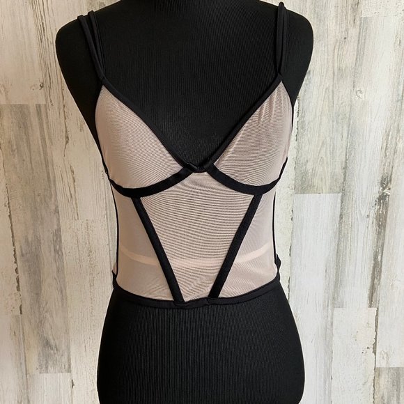 Kiki Riki Size Small Nude Sheer Bustier Bra Top - Picture 1 of 8